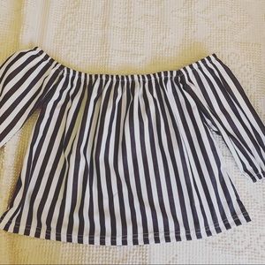 Girls off the shoulder blouse stripes